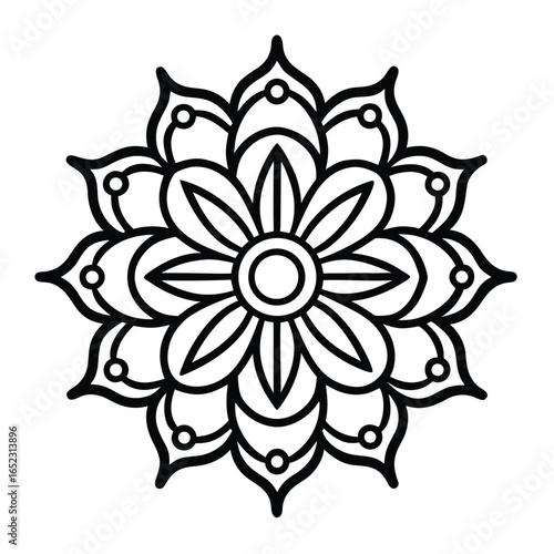 Black and White Mandala Flower Design