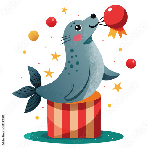 A cute and funny birthday card featuring a happy cartoon cat illustration playing with a little fish