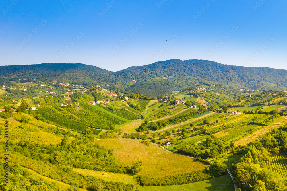 Naklejka premium Picturesque landscape in Plesivica in Croatia, popular Croatian wine region and tourist destination