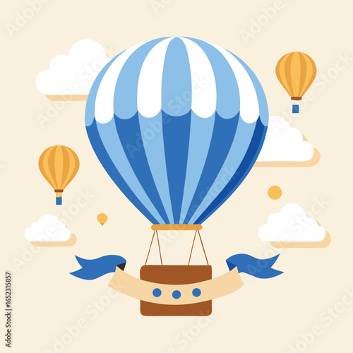 Colorful illustration of hot air balloons flying in the sky, perfect for travel and adventure designs