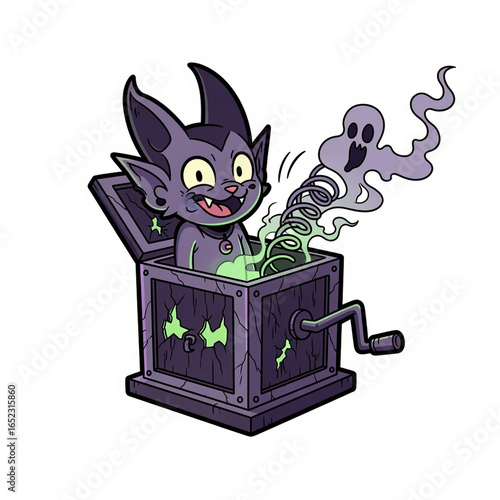 Halloween Jack-in-the-Box with Vampire and Ghost