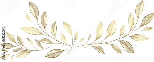 Delicate watercolor illustration of a light green laurel wreath with soft brown accents on a white background