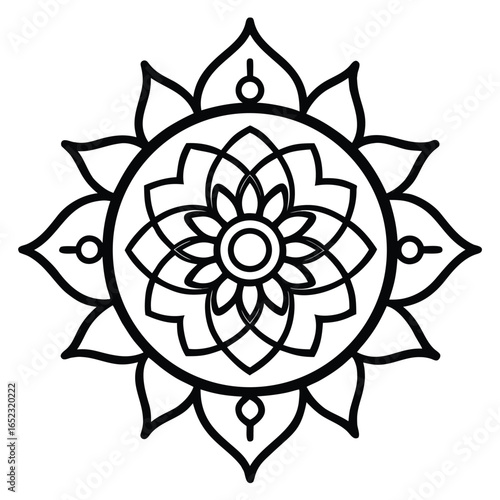 Intricate Black and White Mandala Design