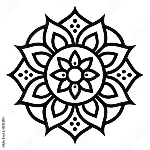 Intricate Black and White Mandala Design