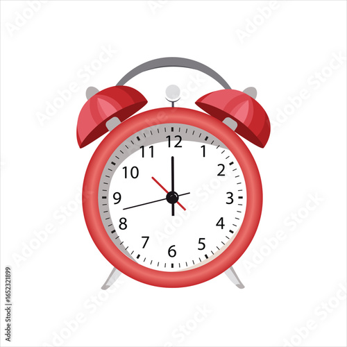 Red Alarm Clock Illustration – Classic Wakeup Timepiece Vector Design