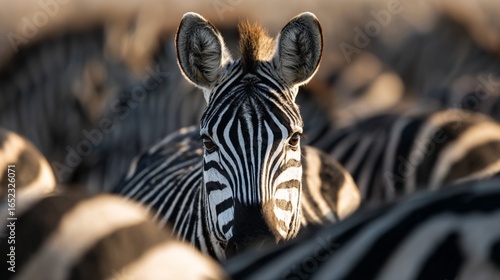 image of a zebra looking straight ahead