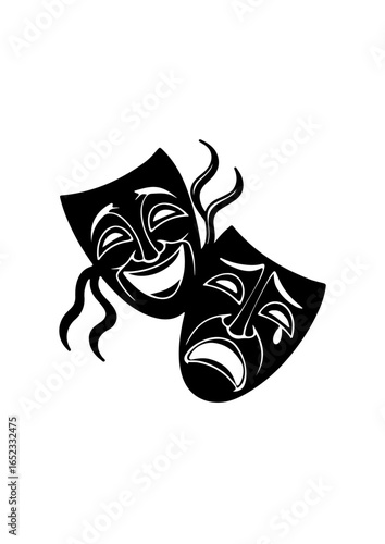 Theatrical Comedy and Tragedy Masks Silhouette