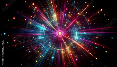 Stunning vibrant light streaks radiating outward for futuristic technology and data visualization projects with a powerful burst of energy