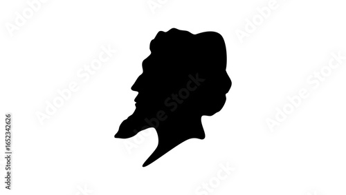 Al-Khwarizmi portrait, black isolated silhouette