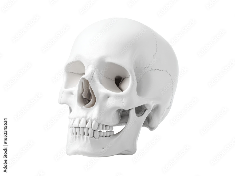 Fototapeta premium Human skull model anatomy study medical science, Isolated On White Background, Png Transparent