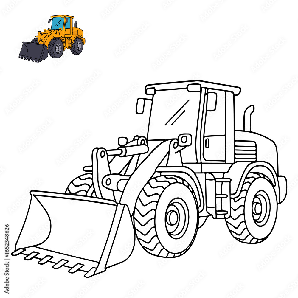 Naklejka premium Wheel Loader Construction Vehicles Coloring Pages