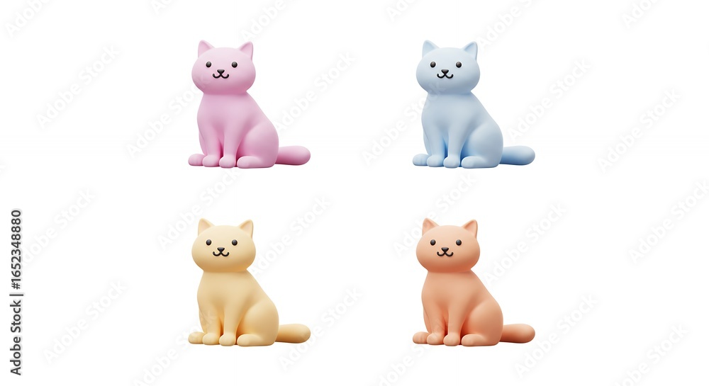 Obraz premium Pastel colored cat figurines