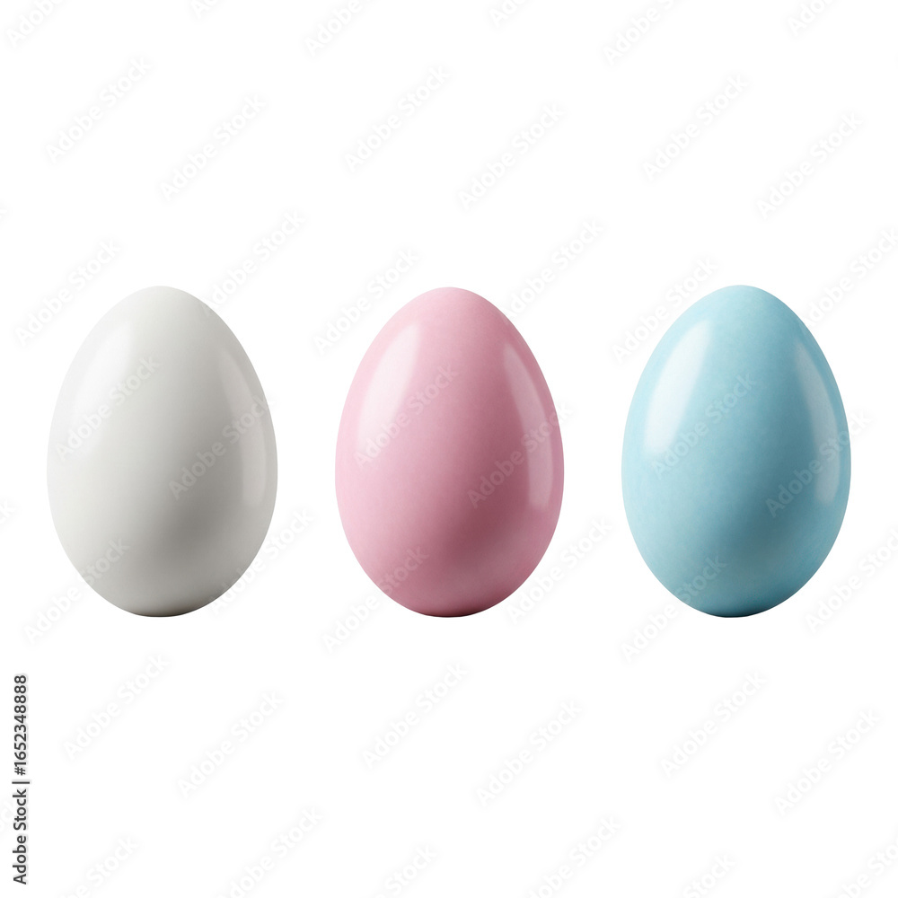 Three distinct white, pastel pink, and light pastel blue Jordan almonds with smooth hard candy shells, isolated on a solid transparent background, no shadows, commercial product photography concept Three distinct white, pastel pink, and light pastel blue Jordan almonds with smooth hard candy shells, isolated on a solid transparent background, no shadows, commercial product photography concept