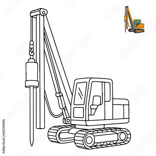 Pile Driver Construction Vehicles Coloring Pages