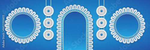 Durga Puja Festival Banner Design Template with Creative Durga Puja Decorative Elements