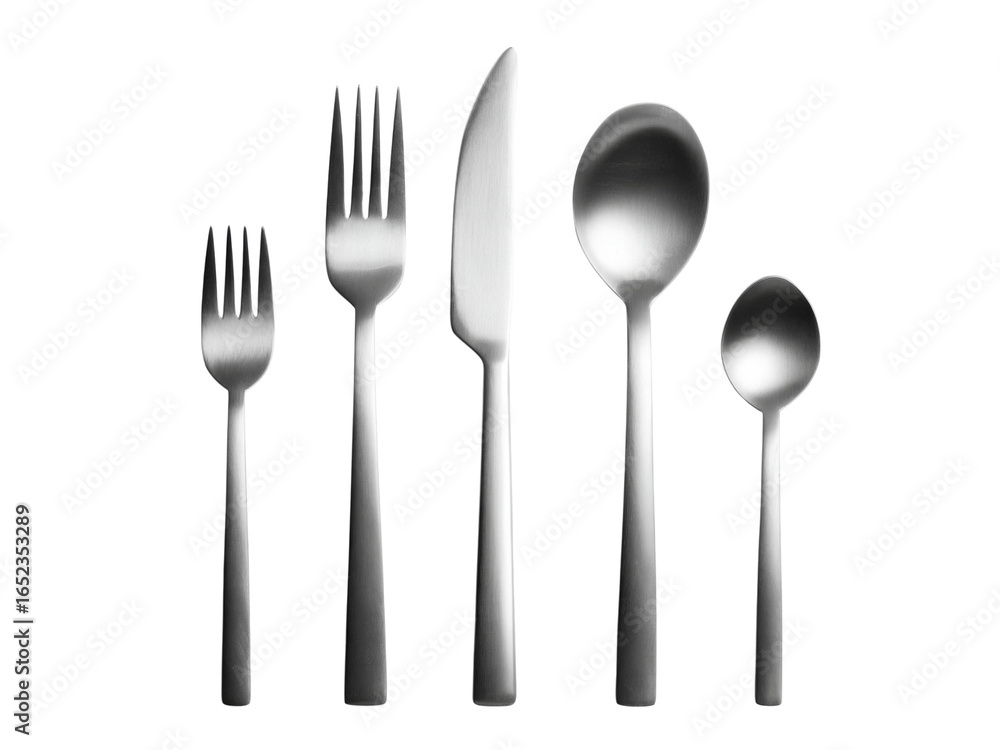 Elegant stainless steel cutlery set on black background, Isolated On White Background, Png Transparent Elegant stainless steel cutlery set on black background, Isolated On White Background, Png Transparent