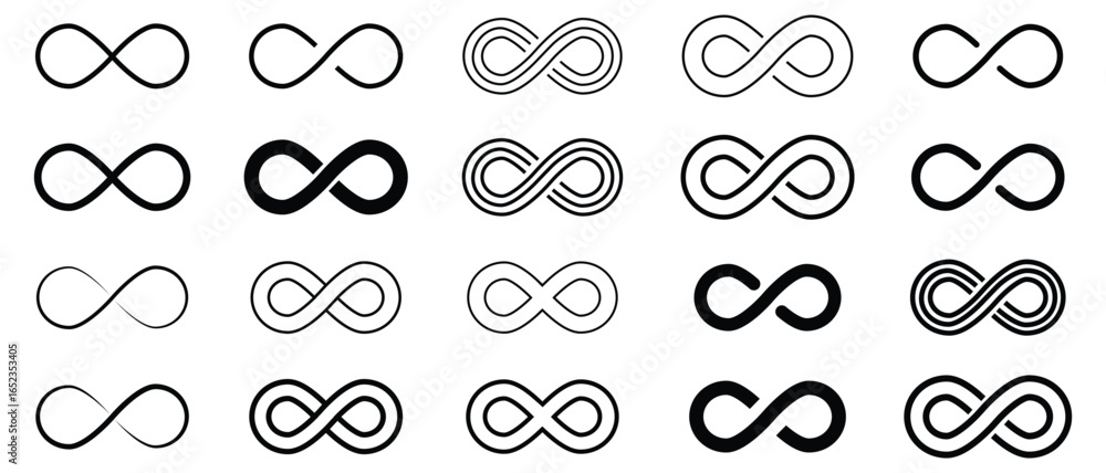 infinity icons, infinity vector, infinity symbol and sign. Infinity icon set. Infinity logo, vector illustration. infinity icons, infinity vector, infinity symbol and sign. Infinity icon set. Infinity logo, vector illustration.