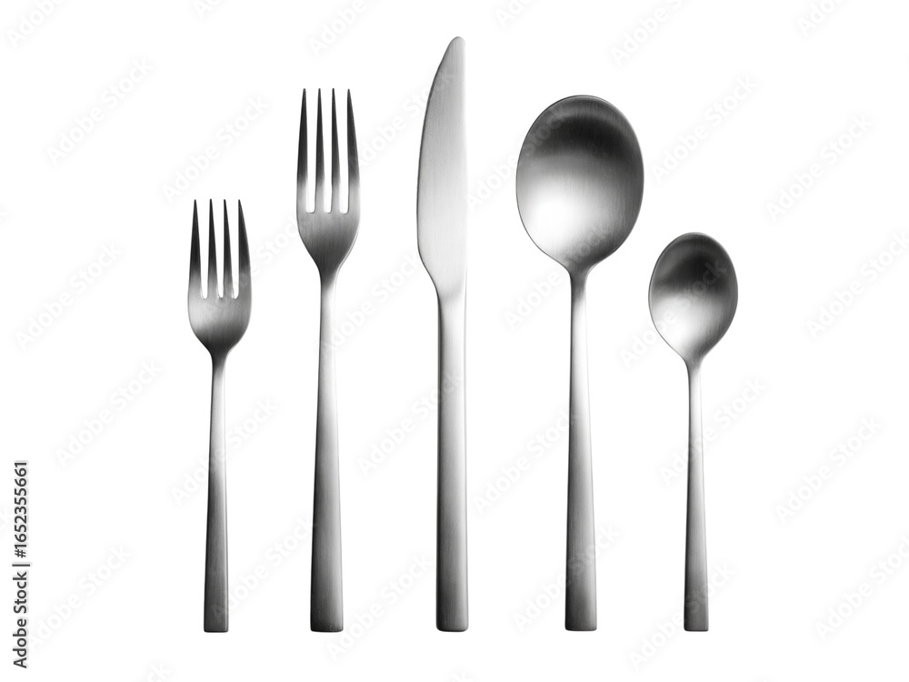 Elegant stainless steel cutlery set on black background, Isolated On White Background, Png Transparent Elegant stainless steel cutlery set on black background, Isolated On White Background, Png Transparent