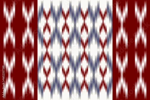 Ikat seamless pattern, geometric design, motif ethnic handmade, Ikat ethnic tribal, boho colors seamless wallpaper. Ethnic Ikat abstract background art.Illustration for greeting cards, printing