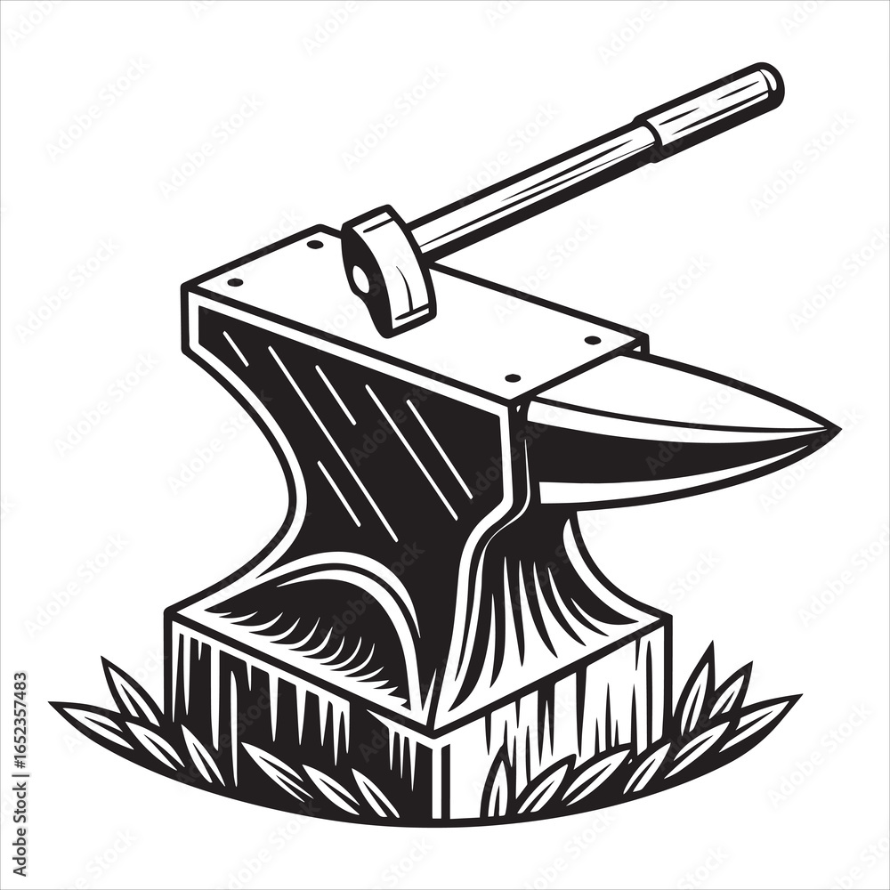 Fototapeta premium antique anvil vector art