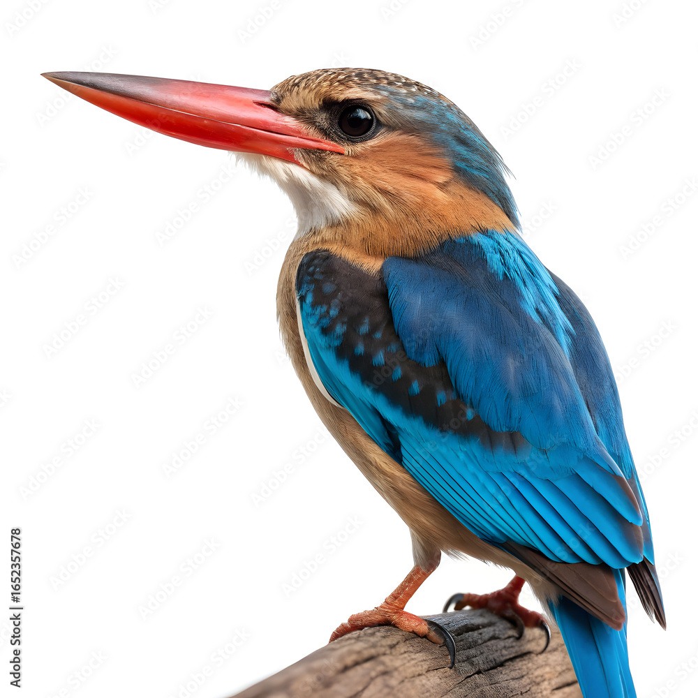 Fototapeta premium javan kingfisher the blue bellied kingfisher isola