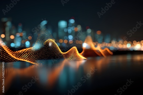 Geometric Shapes Blurred Cityscape Pulse Wave