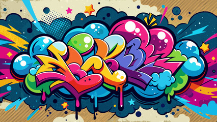 Acrylglasbilder Graffiti colorful pop art background with graffiti art, colorful ink splashes, abstract hand drawn urban art style  © Damini