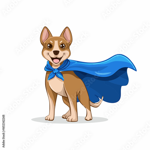 Adorable Superhero Dog Wearing a Blue Cape, Ready to Save the Day with a Smile