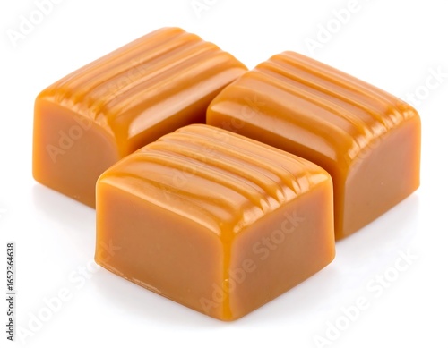 Delicious trio of caramel candies, delightful treat for the sweet tooth lover