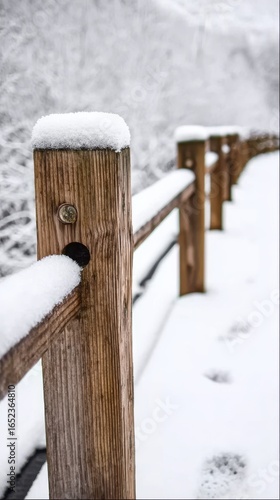 Wallpaper Mural Lone wooden fence post in snowy field with footprints, for winter landscapes or solitude themes. Torontodigital.ca