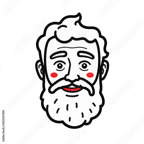 Elder shaving face with foam in minimalist style, self-care concept