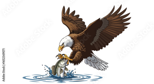 majestic bald eagle catching fish transparent background vector illustration