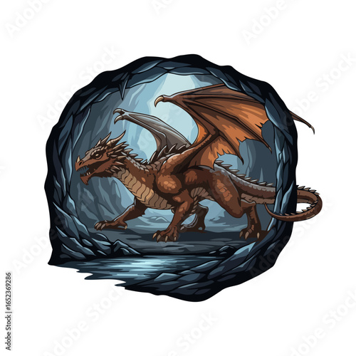 majestic cave dragon transparent background vector illustration for design projects