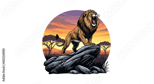 majestic lion roar transparent vector illustration for design projects
