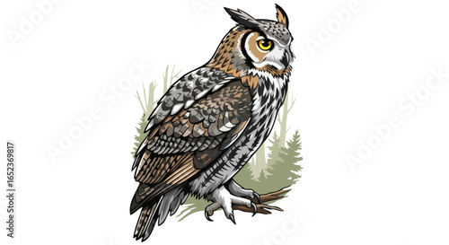 majestic owl illustration transparent background for design projects