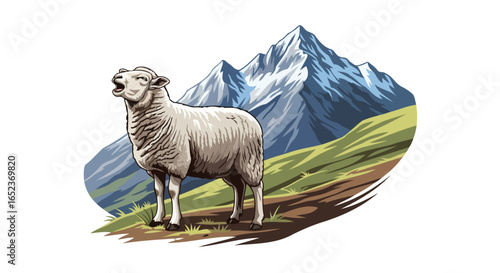 majestic mountain sheep transparent background vector illustration for design projects