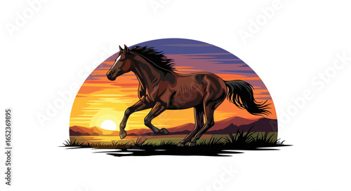 majestic sunset run transparent vector horse in motion for design projects
