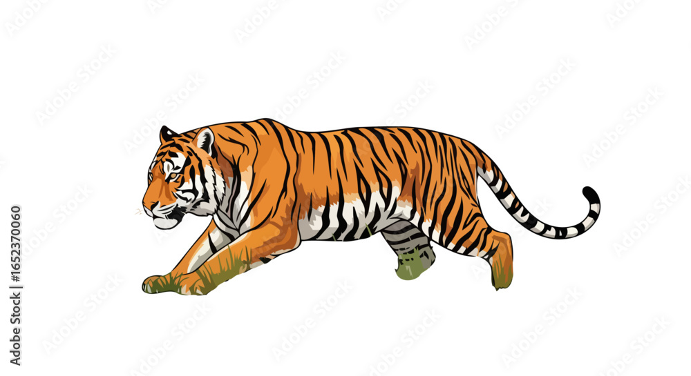 Obraz premium majestic tiger in motion transparent background vector illustration