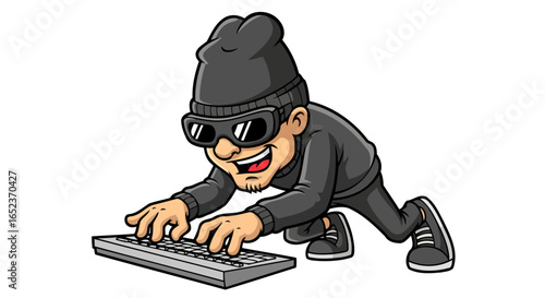mischievous hacker character transparent background vector illustration