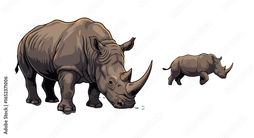 Obraz premium powerful rhino vector illustration transparent background for design projects