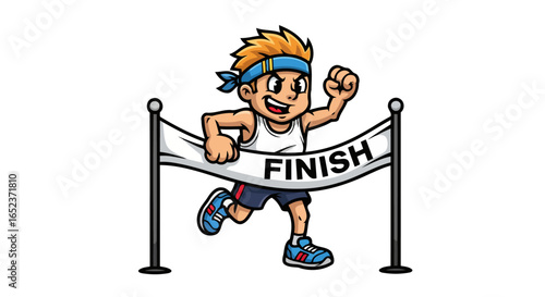 triumphant runner finish line transparent background vector illustration