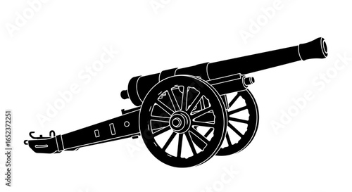 antique cannon vector silhouette with transparent background for design projects