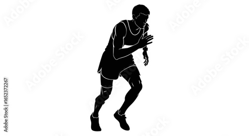 athlete in starting position transparent background vector silhouette
