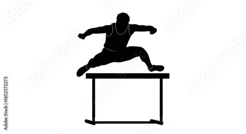 athlete clearing hurdle dynamic transparent vector silhouette