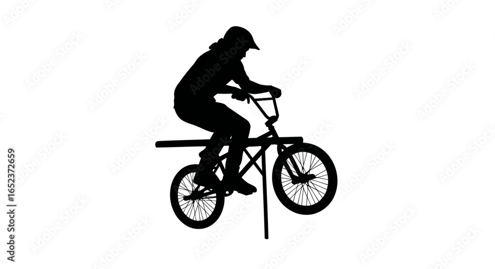 Obraz premium bmx rider silhouette transparent background vector for action sports design