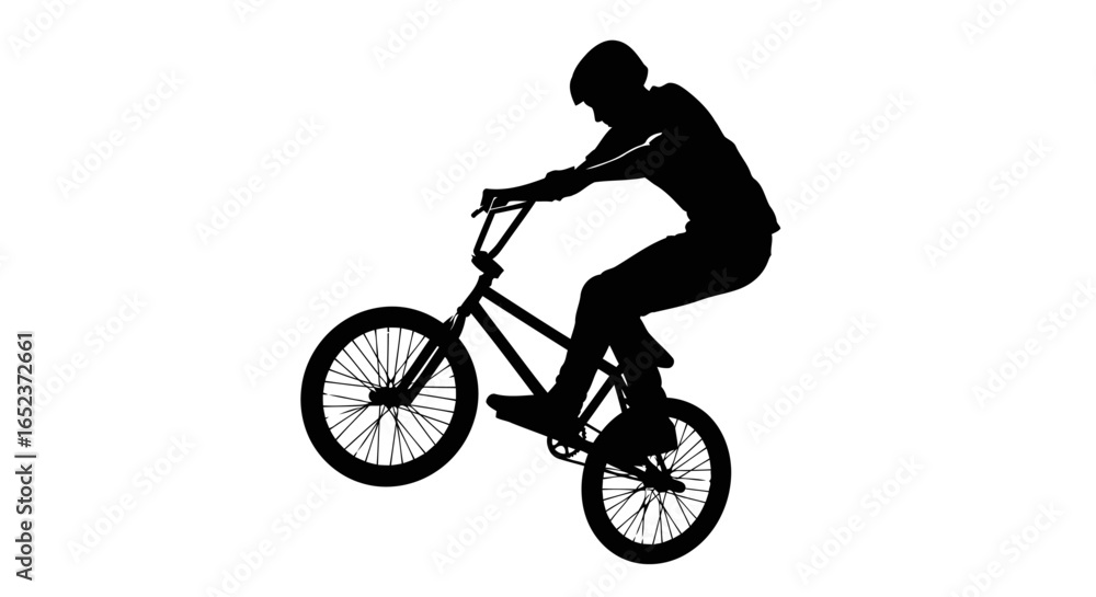 Obraz premium bmx rider silhouette dynamic action pose with transparent background
