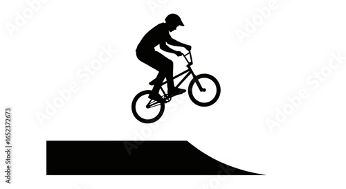 bmx rider silhouette dynamic action transparent background vector