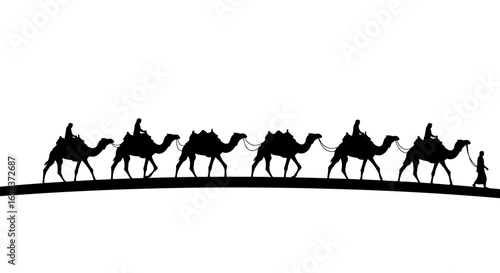 caravan of camels a transparent vector silhouette for design projects