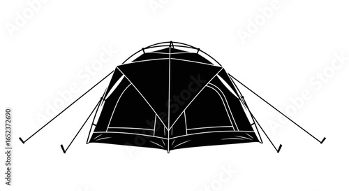 camping tent icon black silhouette on transparent background