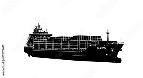 cargo ship silhouette transparent background vector illustration